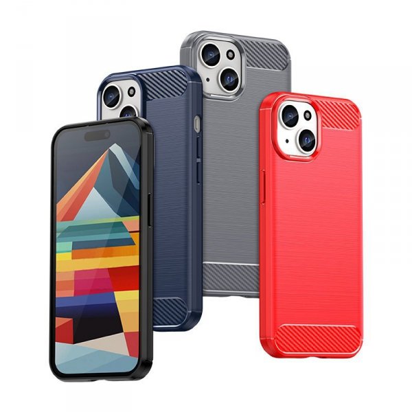 Elastyczne etui Carbon Case z wzorem karbon do iPhone 15 - czarne