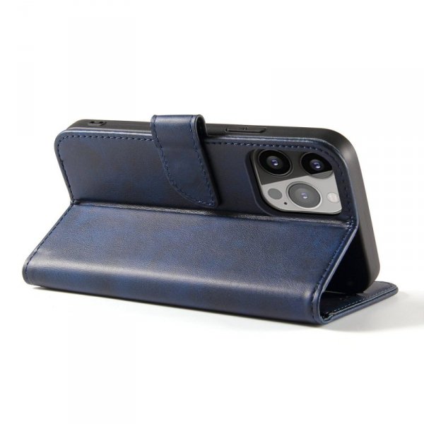 Etui portfel z klapką podstawką do iPhone 15 Pro Max Magnet Case - niebieskie