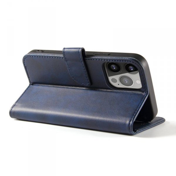 Etui z klapką i portfelem Magnet Case do iPhone 15 - niebieskie