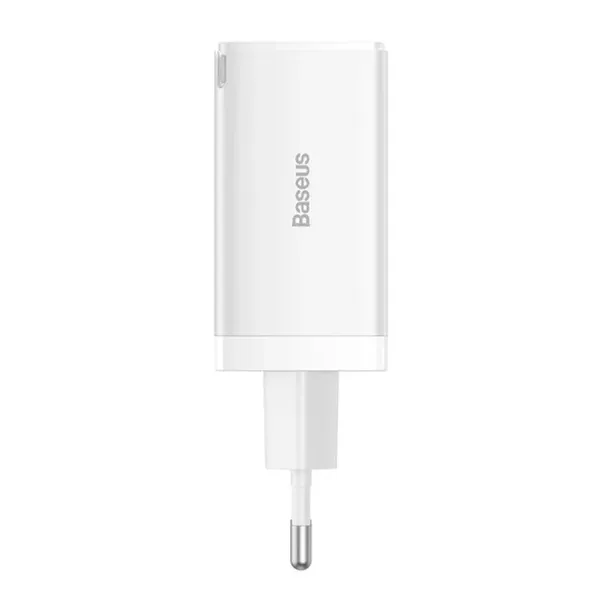 Szybka ładowarka sieciowa GaN 2xUSB C 1xUSB 65W Baseus GaN5 Pro + kabel USB C - USB C 100W - biała