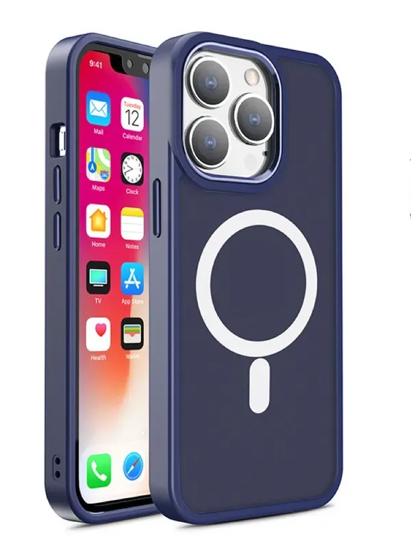 Magnetyczne etui z MagSafe Color Matte Case do iPhone 15 Pro Max - granatowe
