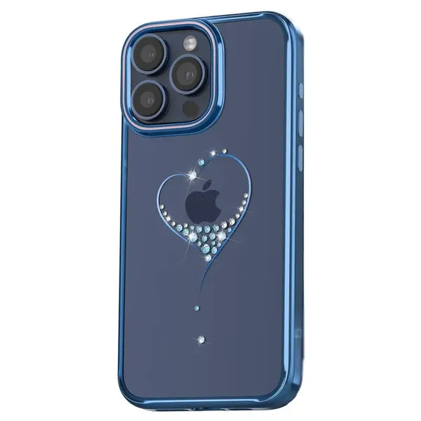 Etui silikonowe z kryształami Swarovski Kingxbar Wish Series do iPhone 15 - niebieskie