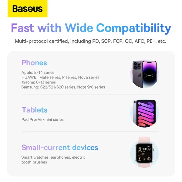 Powerbank Baseus Comet Series z wyświetlaczem 10000mAh 22.5W - fioletowy + kabel USB-A / USB-C