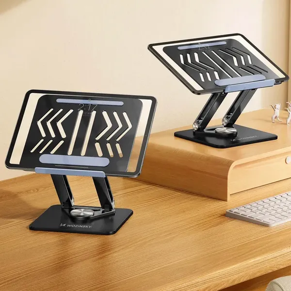 Podstawka pod laptopa, tablet Wozinsky WRS-CPY84SB 360 aluminiowa + Gratis! podstawka do smartfona - czarna
