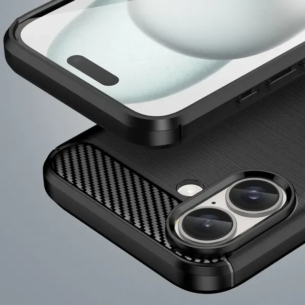 Etui silikonowe Carbon Case do iPhone 16 Plus - czarne