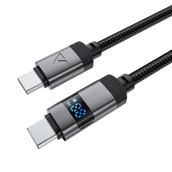 Kabel Acefast C15-04 USB-C - USB-C z wyświetlaczem 480Mb/s 66W 1.2m - czarny