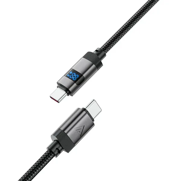 Kabel Acefast C15-04 USB-C - USB-C z wyświetlaczem 480Mb/s 66W 1.2m - czarny
