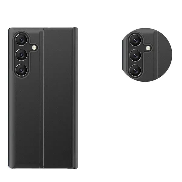 New Sleep Case etui do Samsung Galaxy S25+ pokrowiec z klapką i podstawką - czarne
