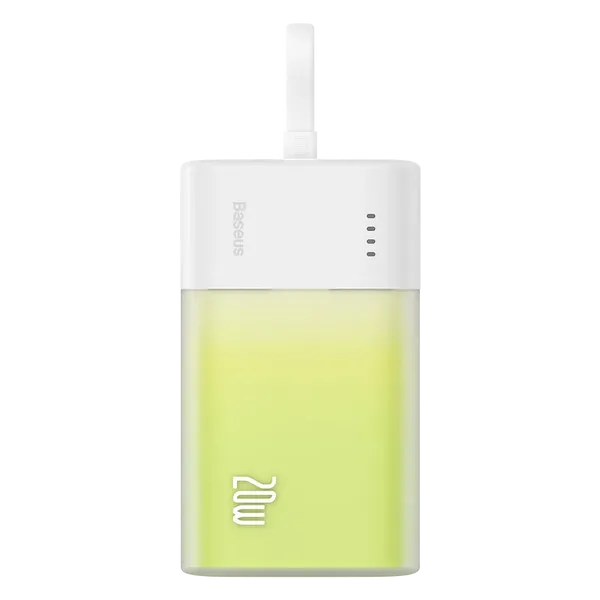 Powerbank Baseus Popsicle 5200mAh 20W z wbudowanym kablem Lightning (+ biały kabel Baseus Simple USB-C - USB-C 60W/20V/3A/30cm) 