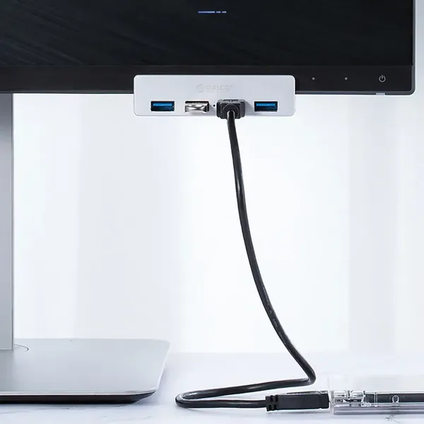 Hub Orico MH4PU montowany na zacisk 4x USB-A 3.0 - srebrny