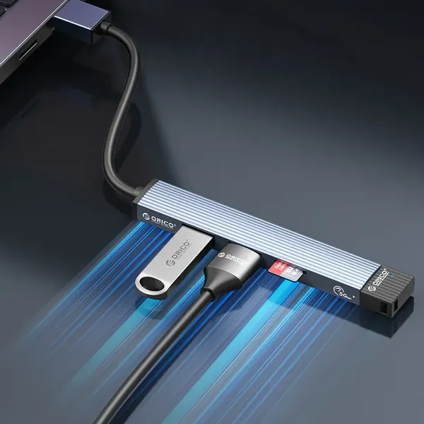 Hub USB-A Orico AH-A13 stacja dokująca 1x USB-A 3.0 + 3x USB-A 2.0 - szary