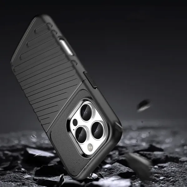 Etui Thunder Case na iPhone 16e silikonowy pancerny pokrowiec - czarne