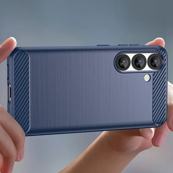 Etui silikonowe Carbon Case na Samsung Galaxy S25 Edge - niebieskie