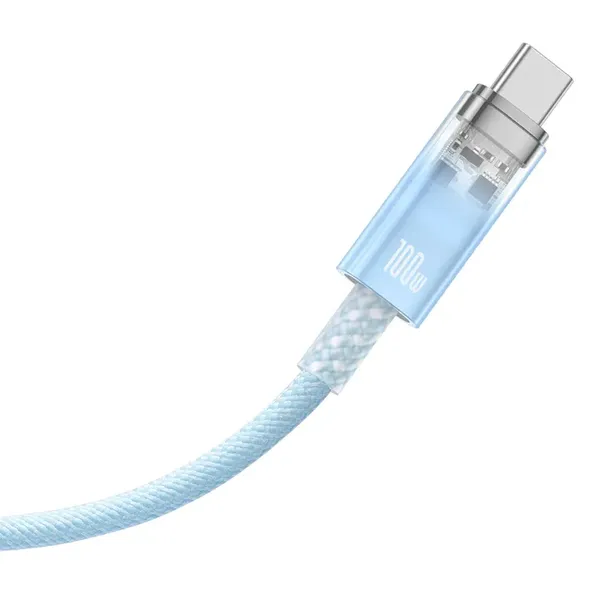 Kabel Baseus Explorer 100W USB-C - USB-C z inteligentnym czujnikiem temperatury 1m - niebieski