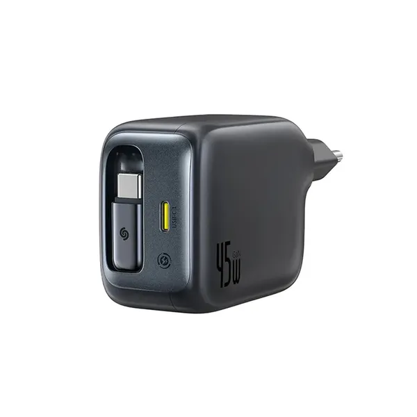Ładowarka sieciowa Baseus EnerCore CJ11 45W z portem USB-C i ze zwijanym kablem USB-C - czarna