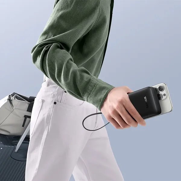 Powerbank Baseus Bipow 2 20000mah 20W z cyfrowym wyświetlaczem z wbudowanym kablem USB-C - czarny