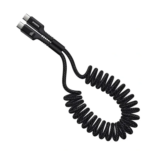 Kabel Baseus Fish-Eye USB-C - USB-C spiralny 100W 1m - czarny