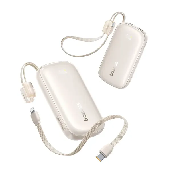 Powerbank Baseus EnerFill FC21 Qpow 3 Ultra 10000mAh 45W z wyświetlaczem cyfrowym z odłączanym kablem USB-C - Lightning - tytanowy