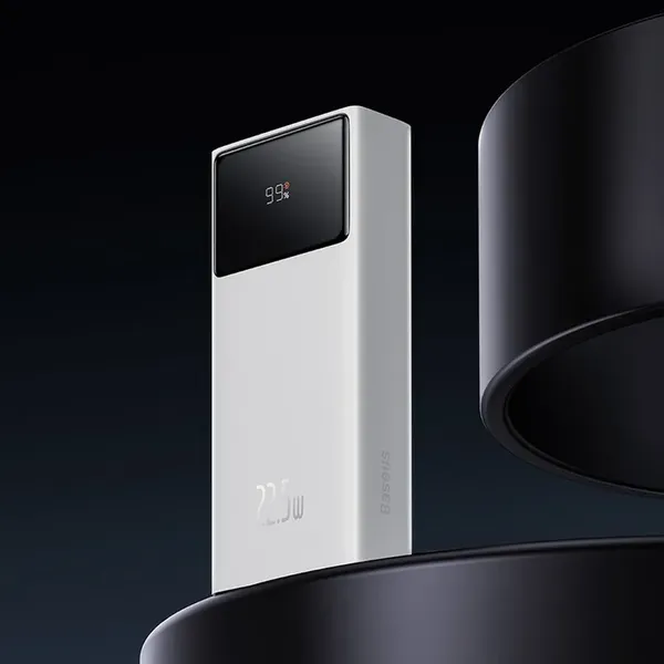 Powerbank Baseus Star-Lord 20000mAh 22,5W z wyświetlaczem cyfrowym i kablem USB-C 3A 30cm - biały