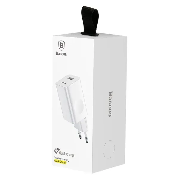 Baseus Charging Quick Charger ładowarka sieciowa zasilacz EU adapter USB Quick Charge 3.0 QC 3.0 biały (CCALL-BX02)