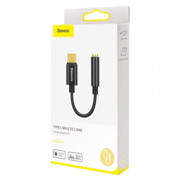 Adapter Baseus L54 do słuchawek USB-C / mini jack 3.5mm DAC 24 bit 48 KHz - czarny