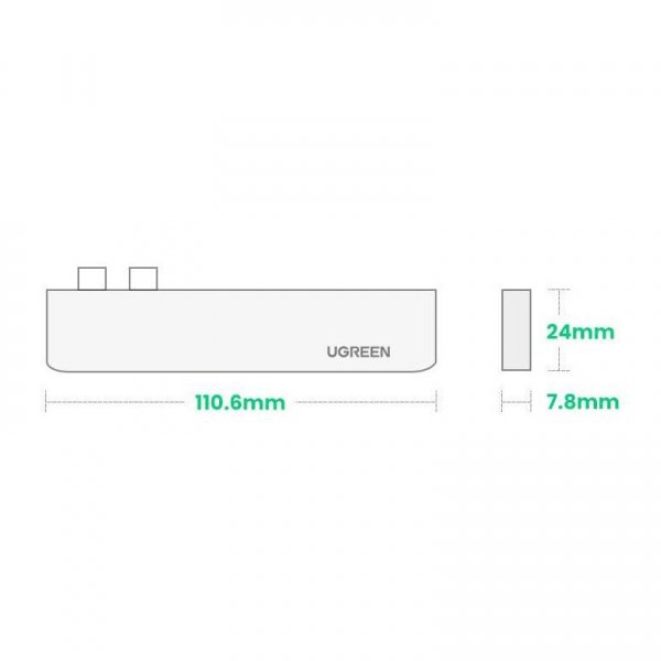 HUB Ugreen 60559 2x USB-C / USB-C PD (Thunderbolt 3, 100W, 4K 60 Hz, 10 Gbps) / HDMI 4K 30 Hz / 3x USB 3.0 do MacBook Pro / Air 