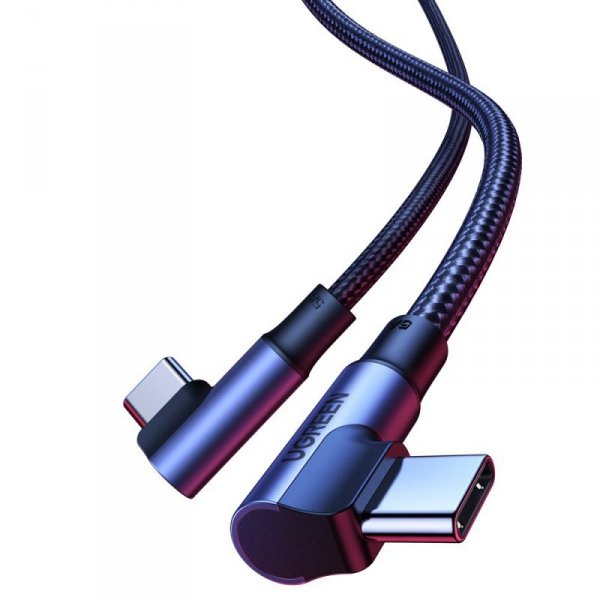 Kabel Ugreen US335 70696 kątowy USB-C - USB-C PD QC FCP 100W 5A 480Mb/s 1m - czarny
