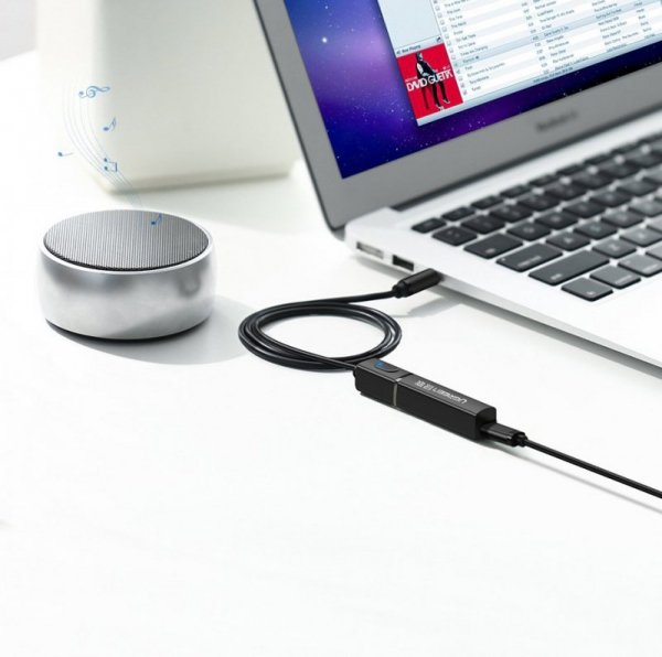 Ugreen transmiter Bluetooth 5.0 bezprzewodowy adapter audio 3,5 mm mini jack czarny (40761 CM107)