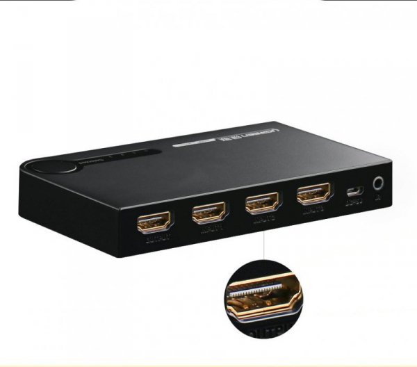 Ugreen przełącznik rozdzielacz splitter switch HDMI - 3x HDMI 3D 4K 7,5 Gbps 36 bit na kanał czarny (40234)