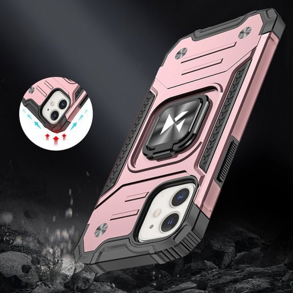 Wozinsky Ring Armor pancerne hybrydowe etui pokrowiec + magnetyczny uchwyt iPhone 12 mini różowy