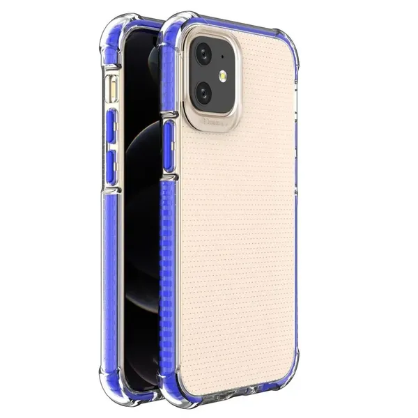 Spring Armor żelowy elastyczny pancerny pokrowiec z kolorową ramką do iPhone 12 mini niebieski