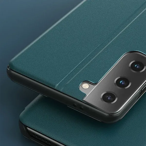 Eco Leather View Case elegancki futerał etui z klapką i funkcją podstawki Samsung Galaxy S21+ 5G (S21 Plus 5G) pomarańczowy