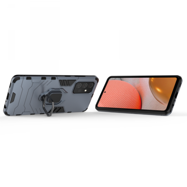 Ring Armor pancerne hybrydowe etui pokrowiec + magnetyczny uchwyt Samsung Galaxy A72 4G niebieski