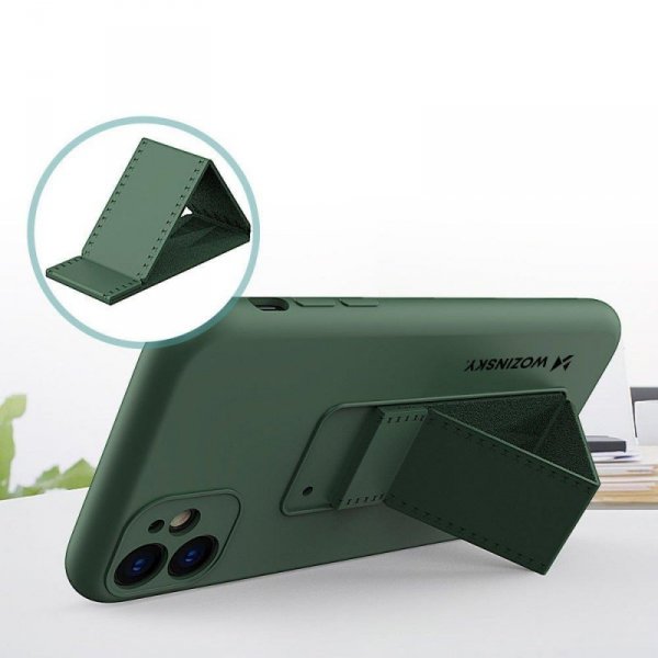 Wozinsky Kickstand Case silikonowe etui z podstawką iPhone 12 mini żółte