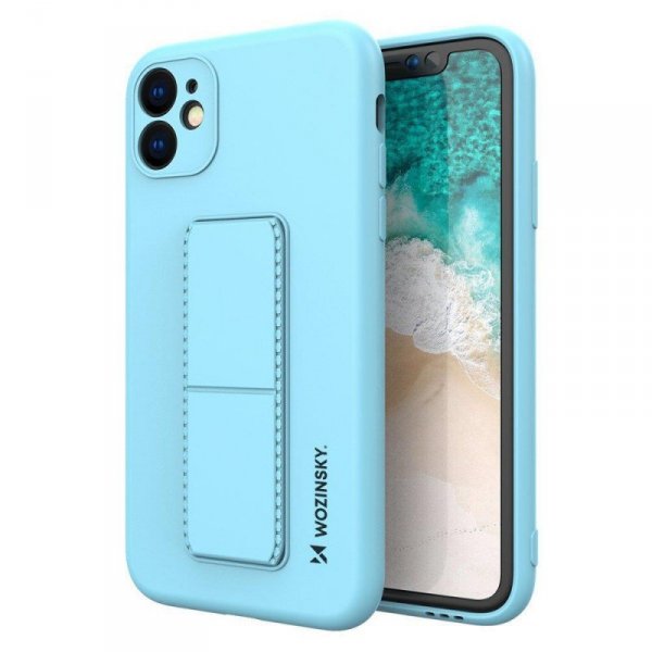 Wozinsky Kickstand Case silikonowe etui z podstawką iPhone 12 jasnoniebieskie