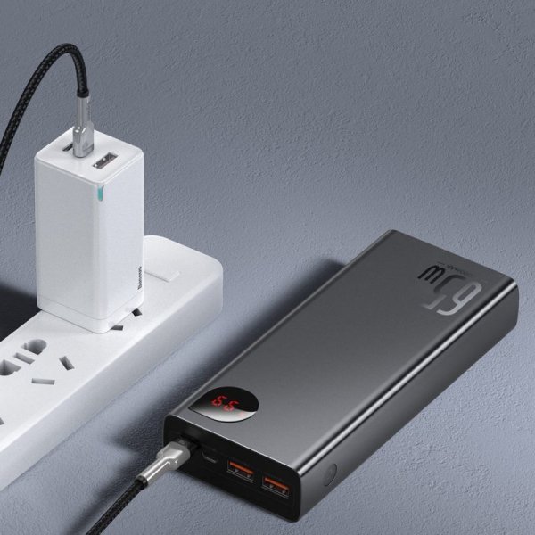 Baseus Adaman powerbank 2x USB / 1x USB Typ C / 1x micro USB 20000mAh 65W Quick Charge 3.0 Power Delivery czarny (PPIMDA-D01)