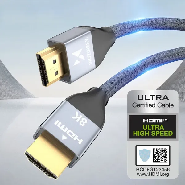 Wozinsky kabel HDMI 2.1 8K 60 Hz 48 Gbps / 4K 120 Hz / 2K 144 Hz 5 m srebrny (WHDMI-50)