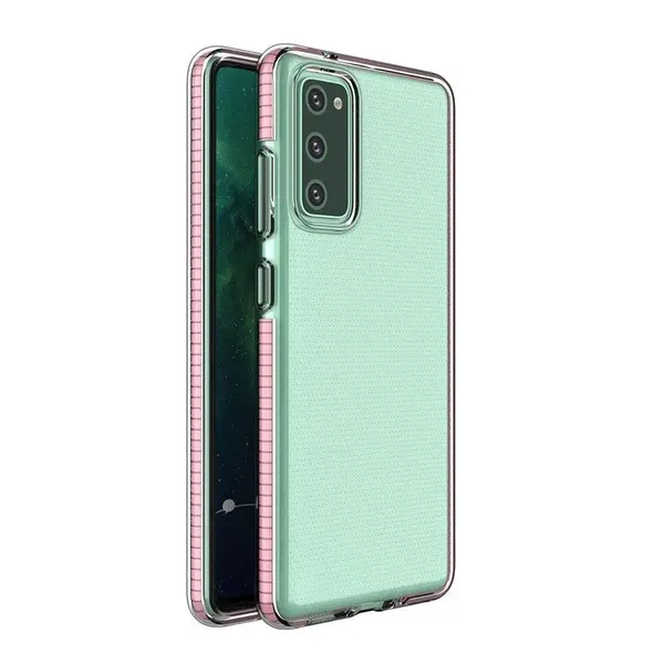 Spring Case pokrowiec żelowe etui z kolorową ramką do Samsung Galaxy A02s EU jasnoróżowy