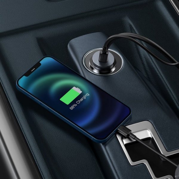 Baseus Share Together ładowarka samochodowa 2x USB / 2x USB Typ C 120W PPS Quick Charge Power Delivery szary (CCBT-A0G)