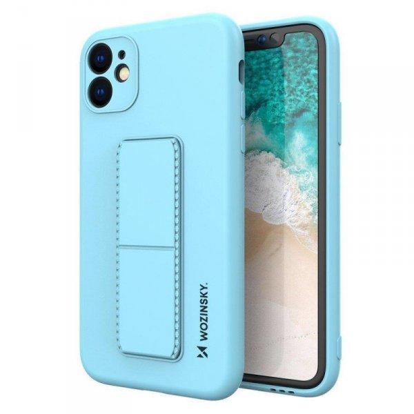 Wozinsky Kickstand Case silikonowe etui z podstawką etui Samsung Galaxy A22 4G jasnoniebieskie