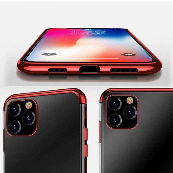 Clear Color case żelowy pokrowiec etui z metaliczną ramką Samsung Galaxy A22 4G czerwony