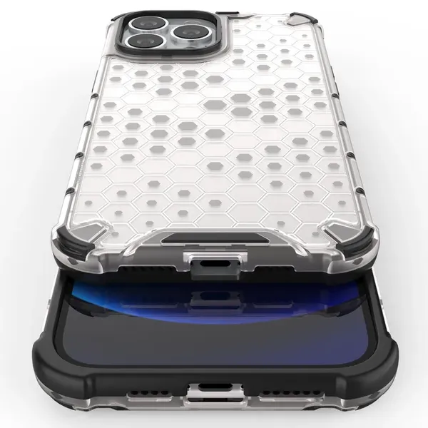 Honeycomb etui pancerny pokrowiec z żelową ramką iPhone 13 Pro Max czerwony