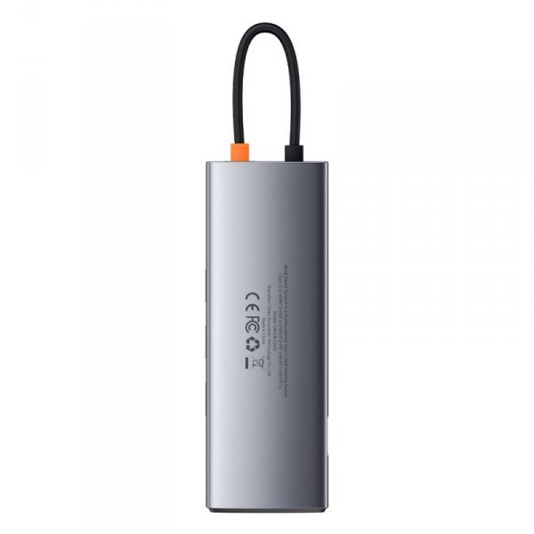 HUB Baseus Metal Gleam 9w1 USB-C - 3x USB 3.2 Gen 1 / USB-C PD 100W / VGA / HDMI / czytnik kart TF, SD / RJ45 - szary (CAHUB-CU0