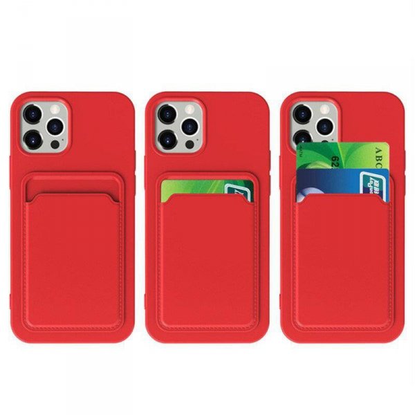Card Case silikonowe etui portfel z kieszonką na kartę dokumenty do iPhone 11 Pro Max czerwony