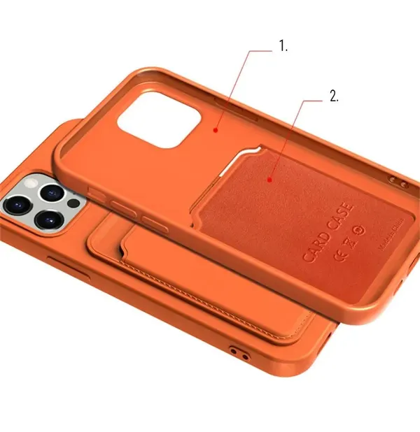 Card Case silikonowe etui portfel z kieszonką na kartę dokumenty do iPhone 12 Pro Max czerwony