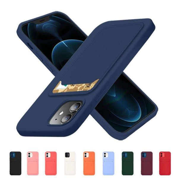 Card Case silikonowe etui portfel z kieszonką na kartę dokumenty do iPhone 12 Pro Max pomarańczowy