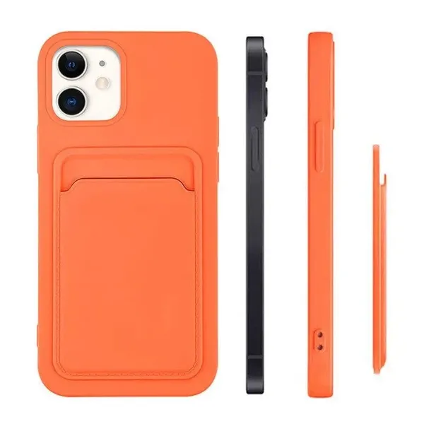 Card Case silikonowe etui portfel z kieszonką na kartę dokumenty do Xiaomi Redmi Note 10 / Redmi Note 10S czarny