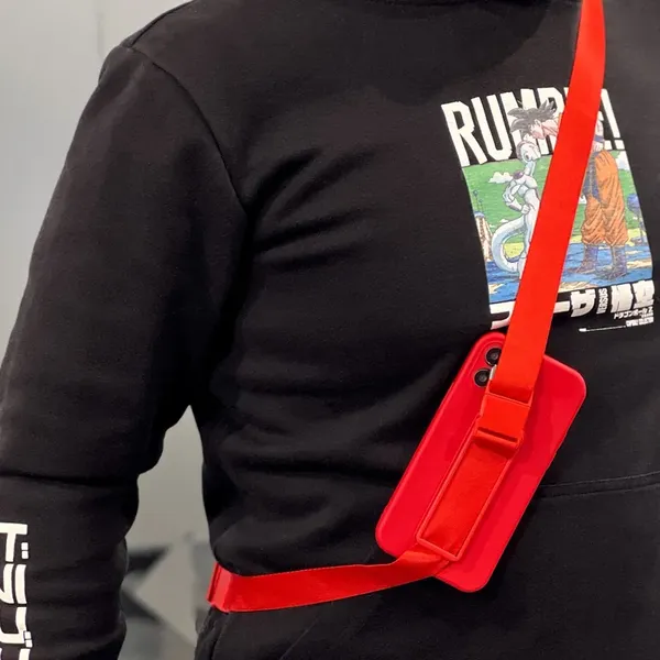 Rope case żelowe etui ze smyczą łańcuszkiem torebka smycz iPhone XS Max różowy