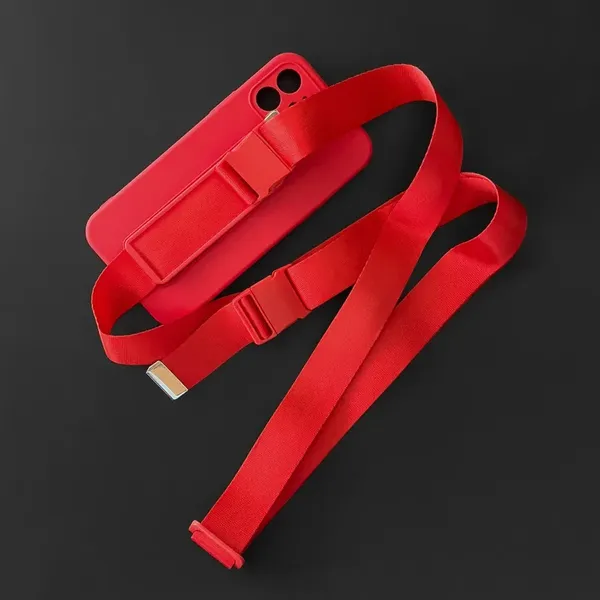 Rope case żelowe etui ze smyczą łańcuszkiem torebka smycz iPhone 12 Pro Max fioletowy
