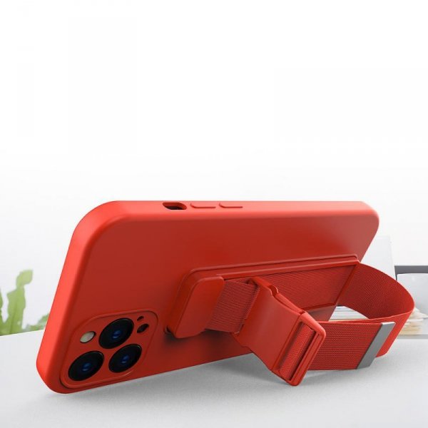 Rope case żelowe etui ze smyczą łańcuszkiem torebka smycz Xiaomi Poco X3 NFC czerwony